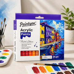 Paint & Brush Combo Bundle | 24 Acrylic Paints + Palette + Brush Set | 10% Off