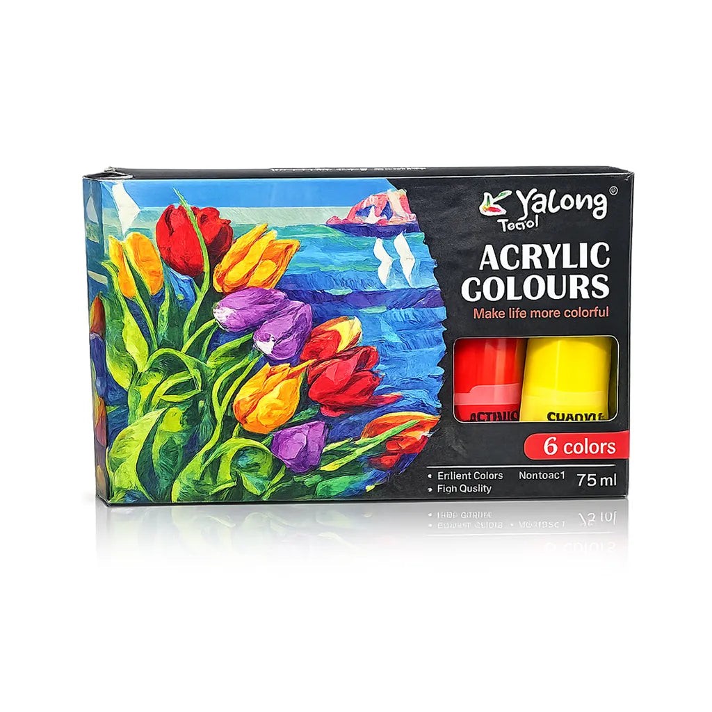6 Colors Acrylic Paint Set | Large | 75ml Tubes