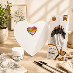Heart Canvas Artist Bundle | Heart Canvas + Gesso + 12 Brushes | 10% Off