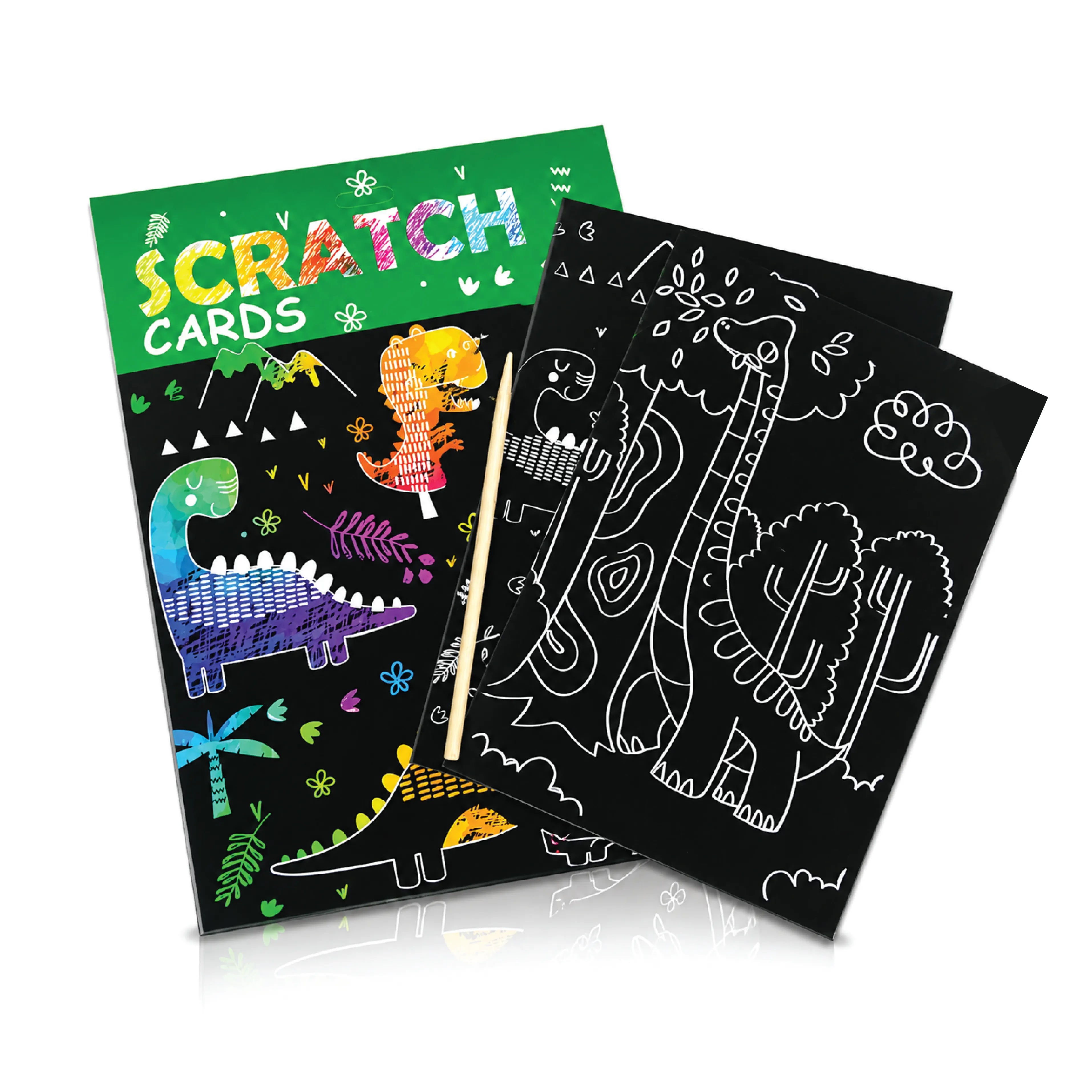 Magic Dinosore Theme Scratch Art Card Set for Kids