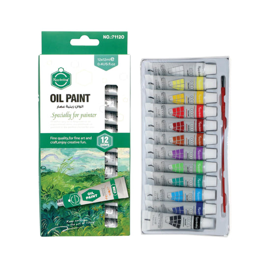 12 Colors Premium Oil Paint Set with Brush | 12ml