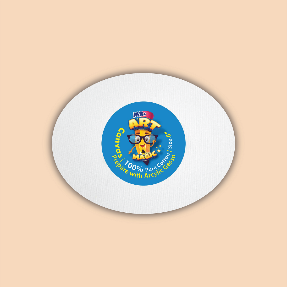 6-Inch White Oval Canvas Board