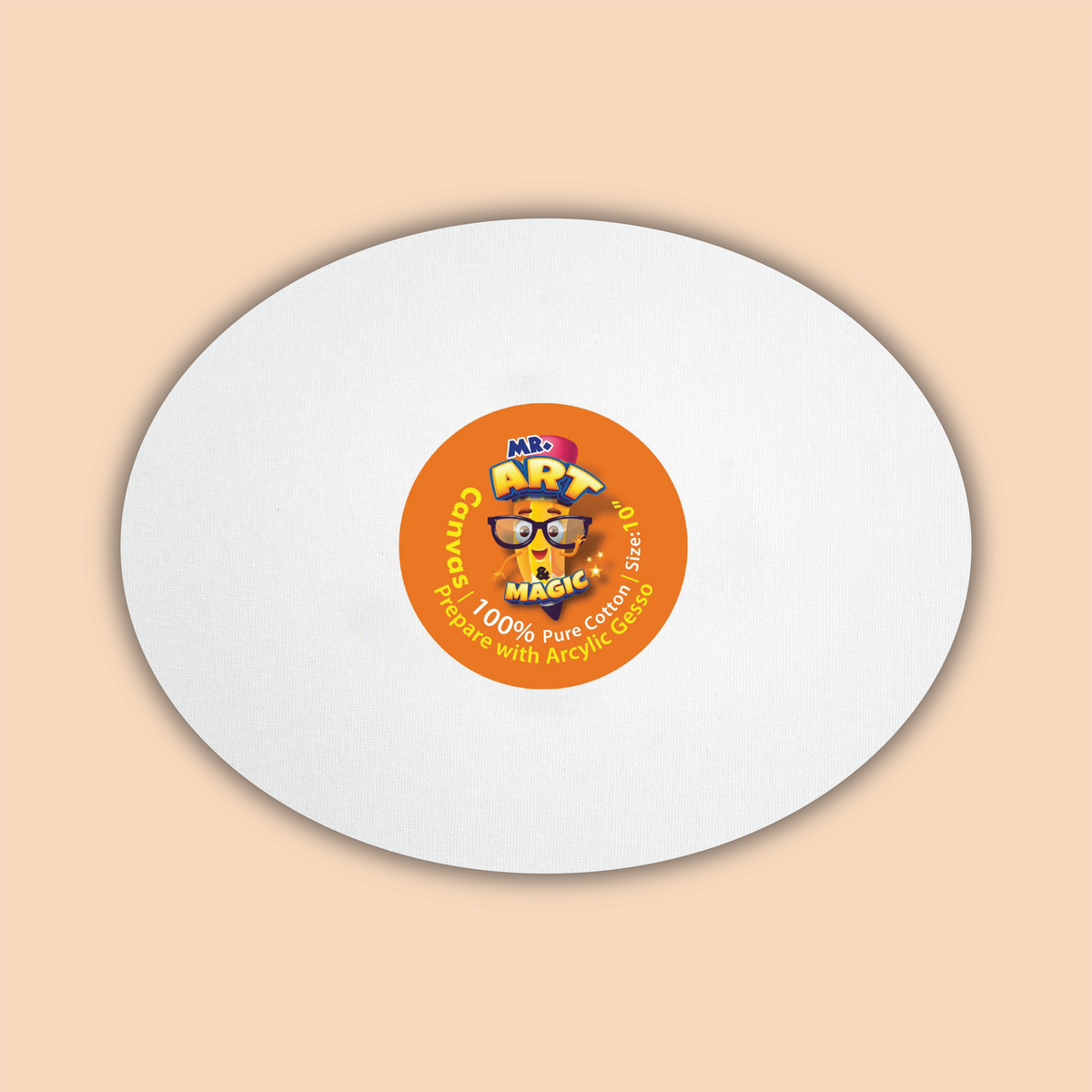10-Inch White Oval Canvas Board