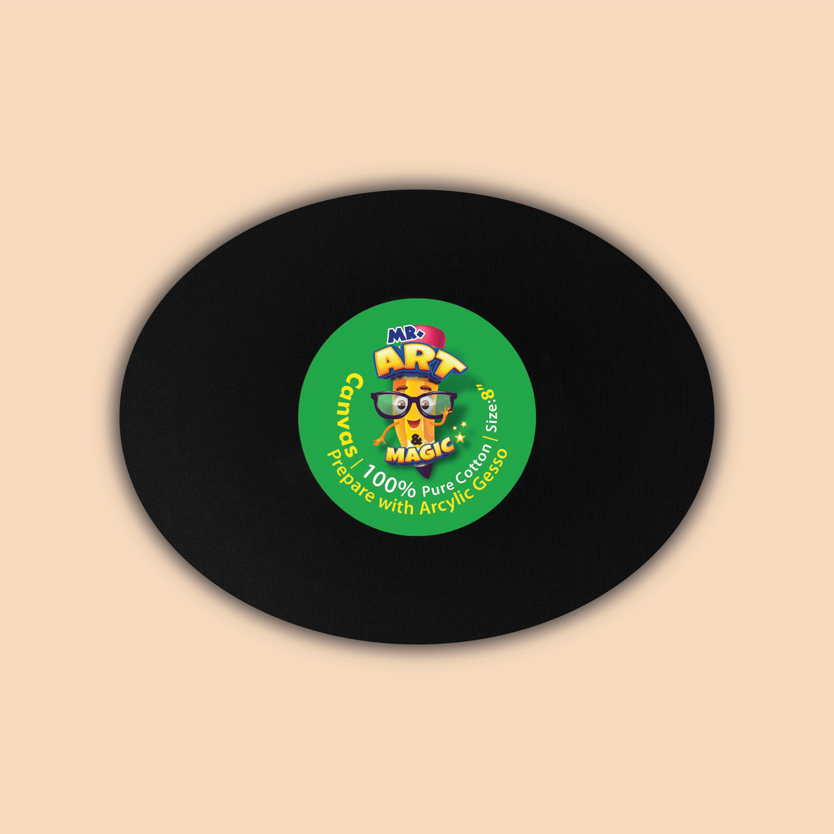 8-Inch Black Oval Canvas Board