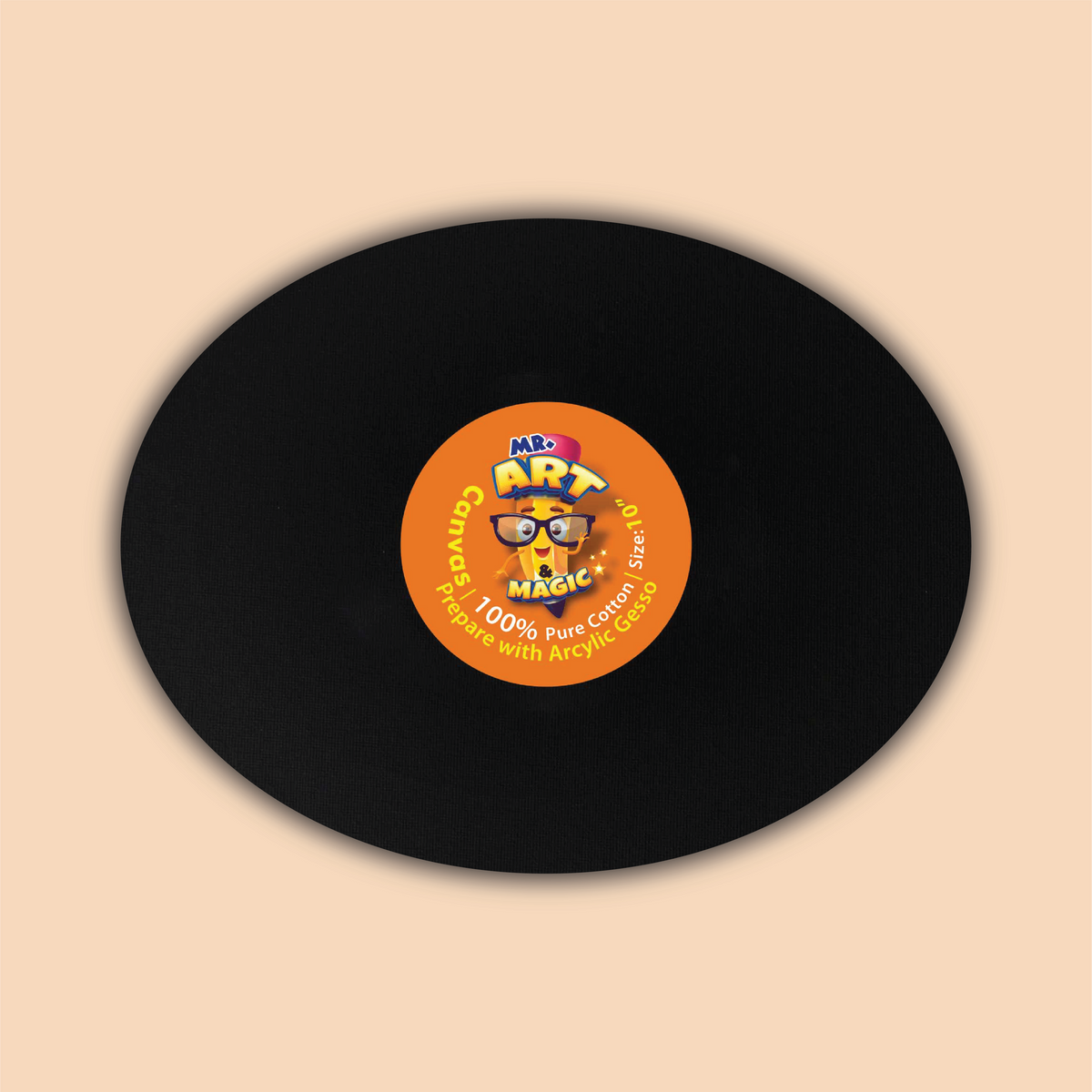 10-Inch Black Oval Canvas Board