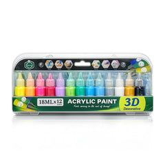 12 Colors 3D Decorative Acrylic Paint Set | 18ml