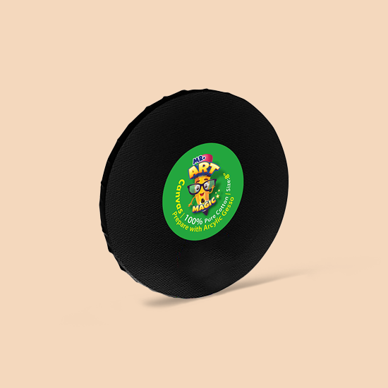 8-Inch Black Round Canvas Board
