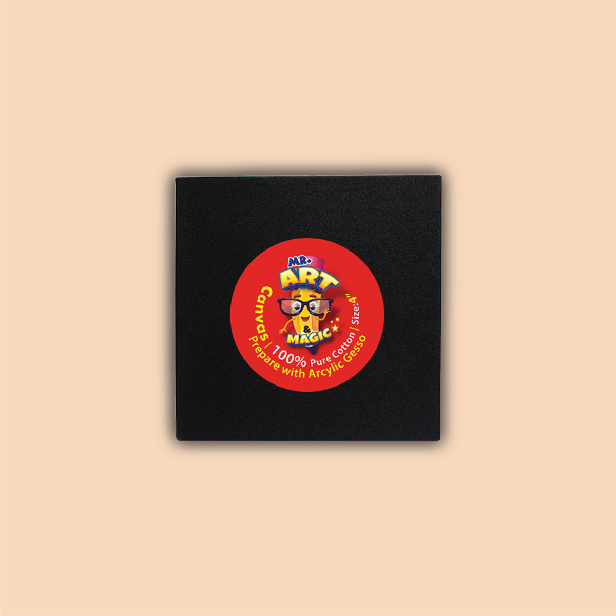 4-Inch Black Square Canvas Board