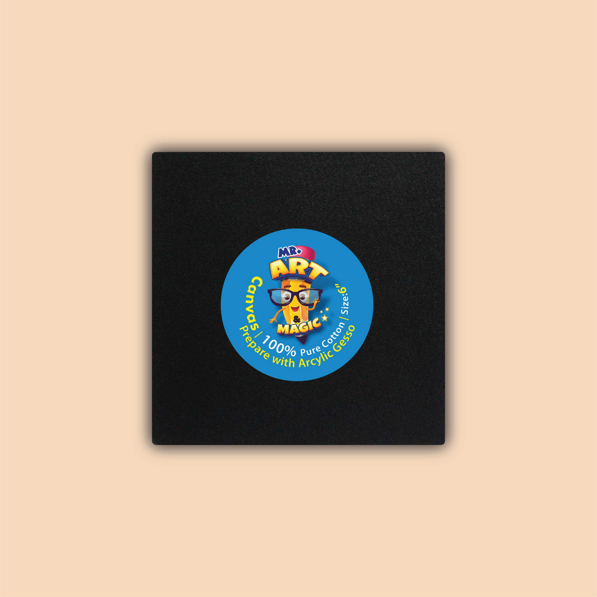 6-Inch Black Square Canvas Board