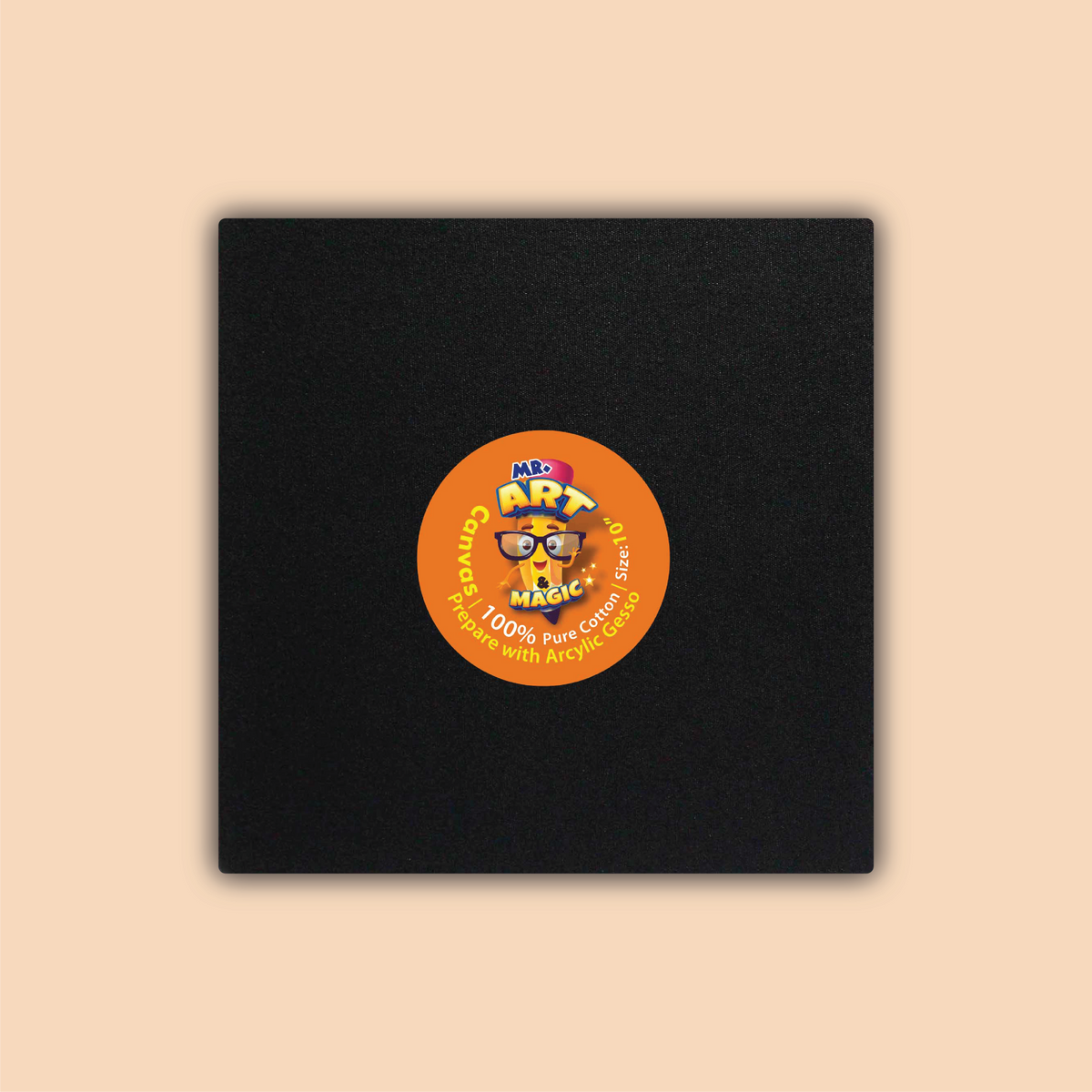 10-Inch Black Square Canvas Board