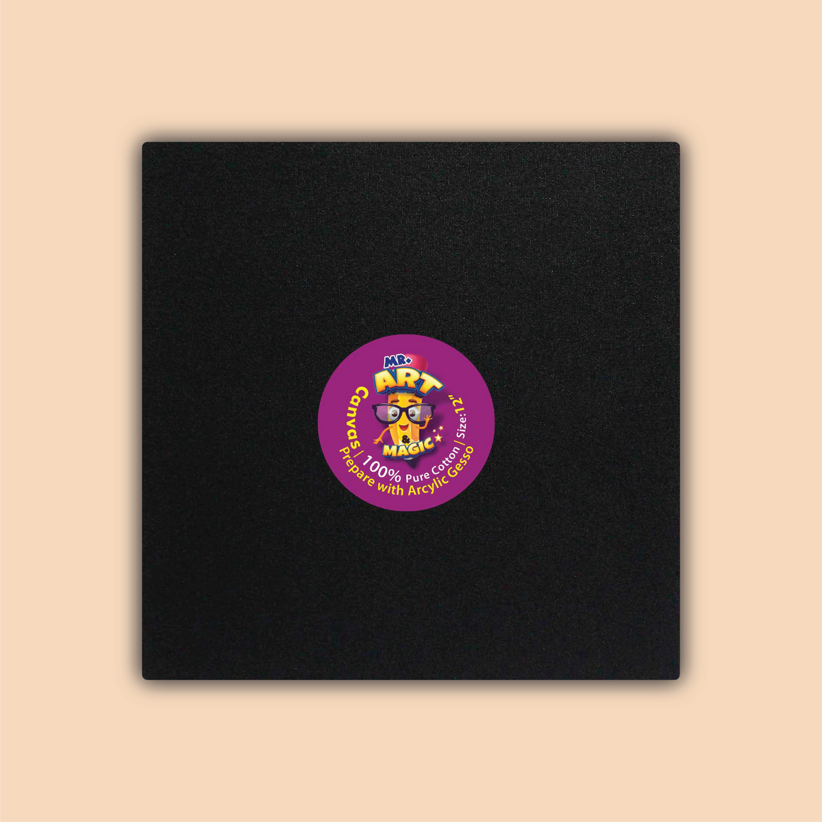 12-Inch Black Square Canvas Board