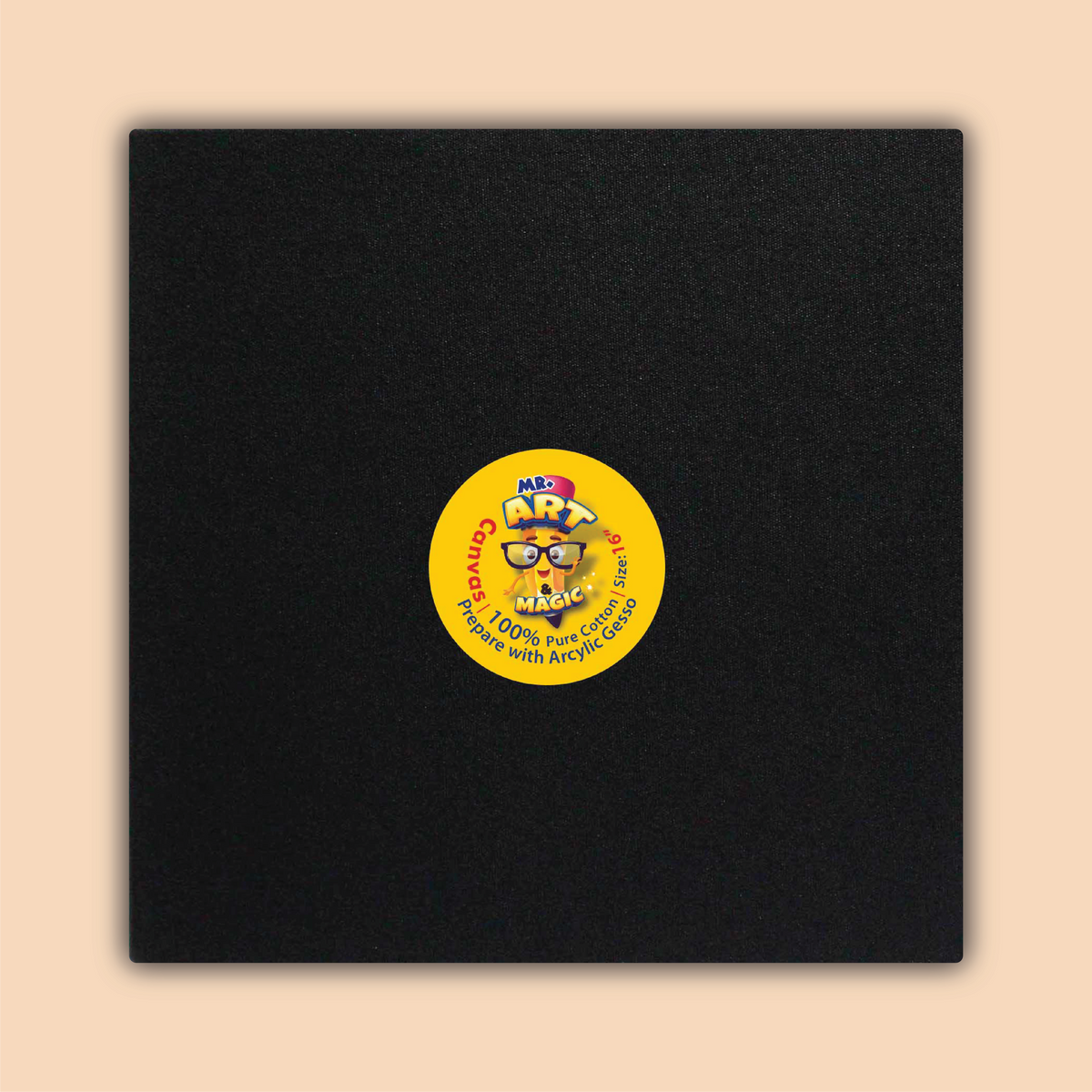 16-Inch Black Square Canvas Board